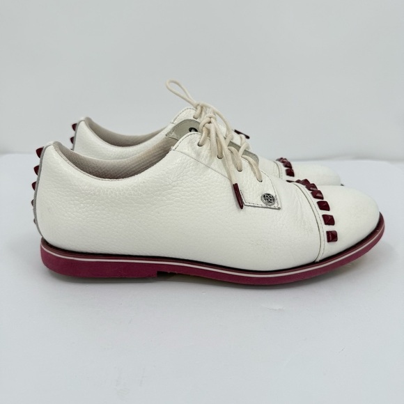 G/FORE Gallivanter Stud Cap Toe Ladies Golf Shoe in Snow / Red Size 8.5 - Picture 2 of 10